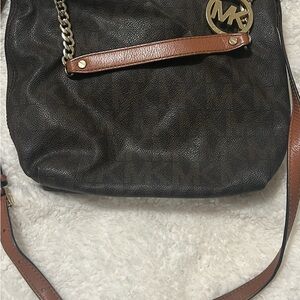 Michael Kors Black and Tan Shoulder Bag